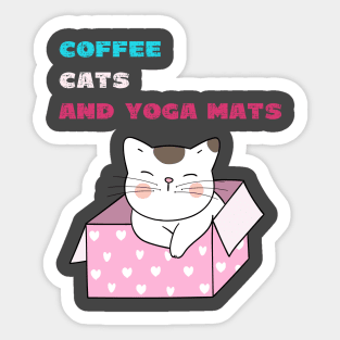 Coffee cats and yoga mats funny yoga and cat drawing Sticker